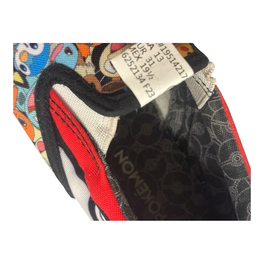 Pokemon Round Up Red and Black Kids Low Top Slip On Canvas Sneakers Size 13 - Picture 3 of 11